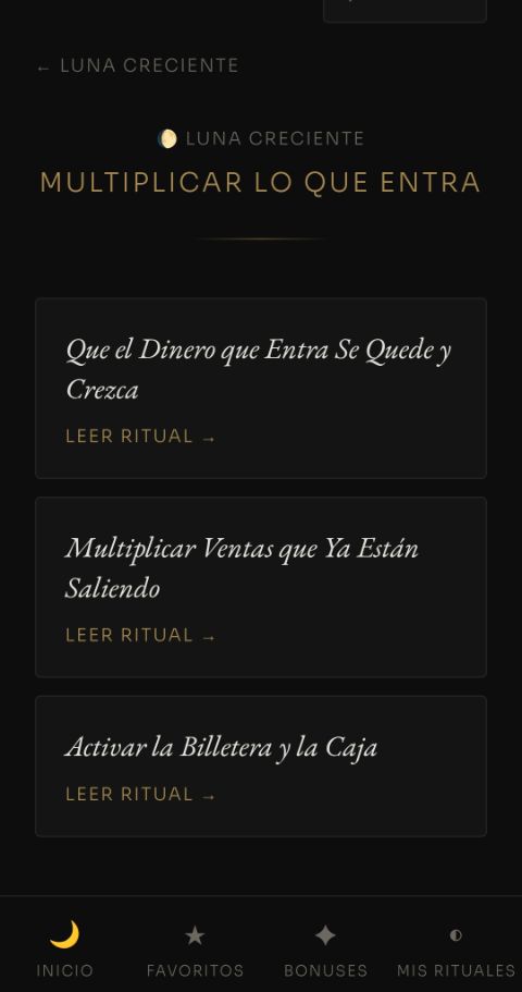 Listado de rituales